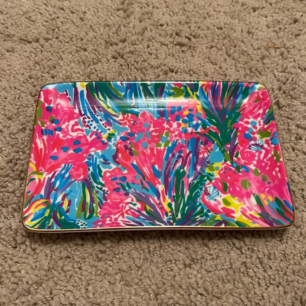 Lilly Pulitzer TRINKET TRAY Porcelain Jewelry (Fan Sea Pants)